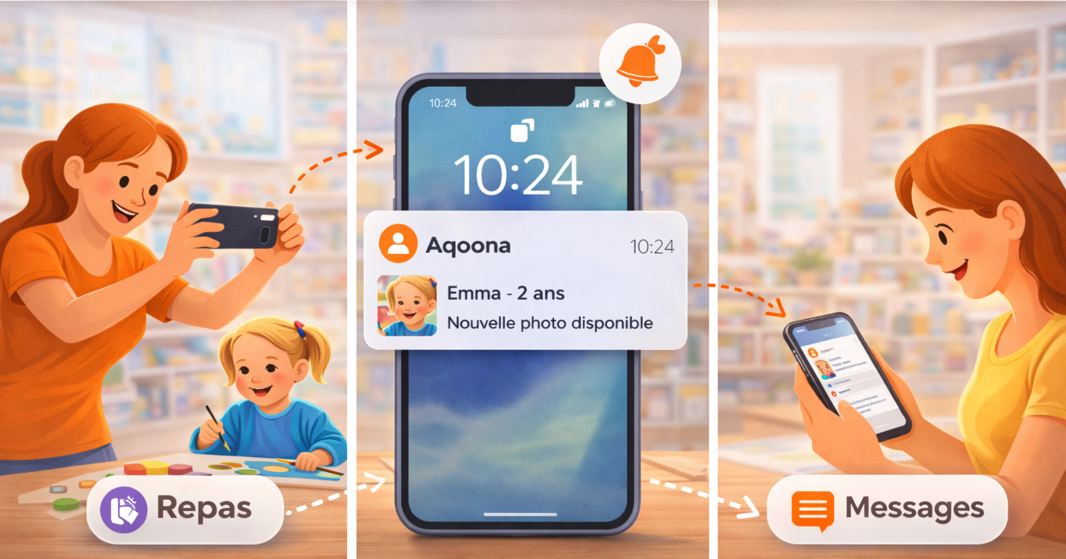 Communication entre la crèche et les parents via l'application Aqoona